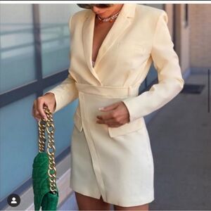 ZARA Butter Yellow Blazer Mini Dress Blogger Favorite Size Small